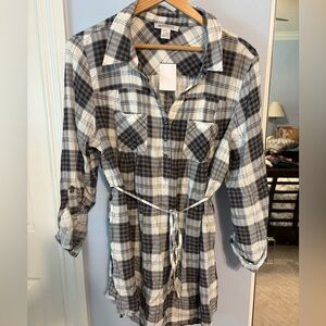 Motherhood Gray Plaid Maternity Tunic Large